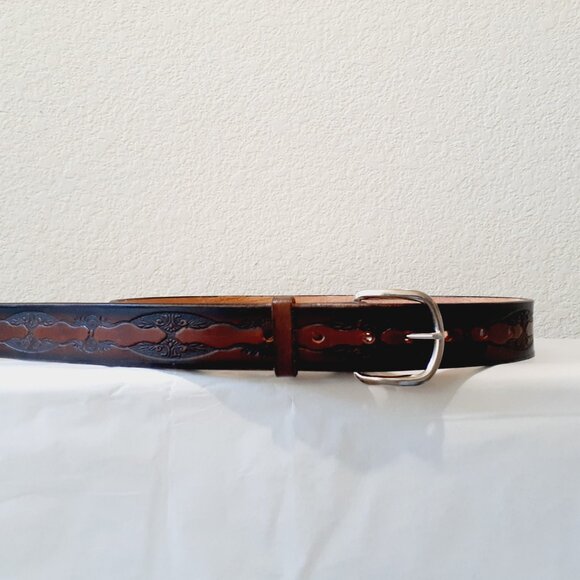 Tooled Leather Belt - Picture 1 of 10